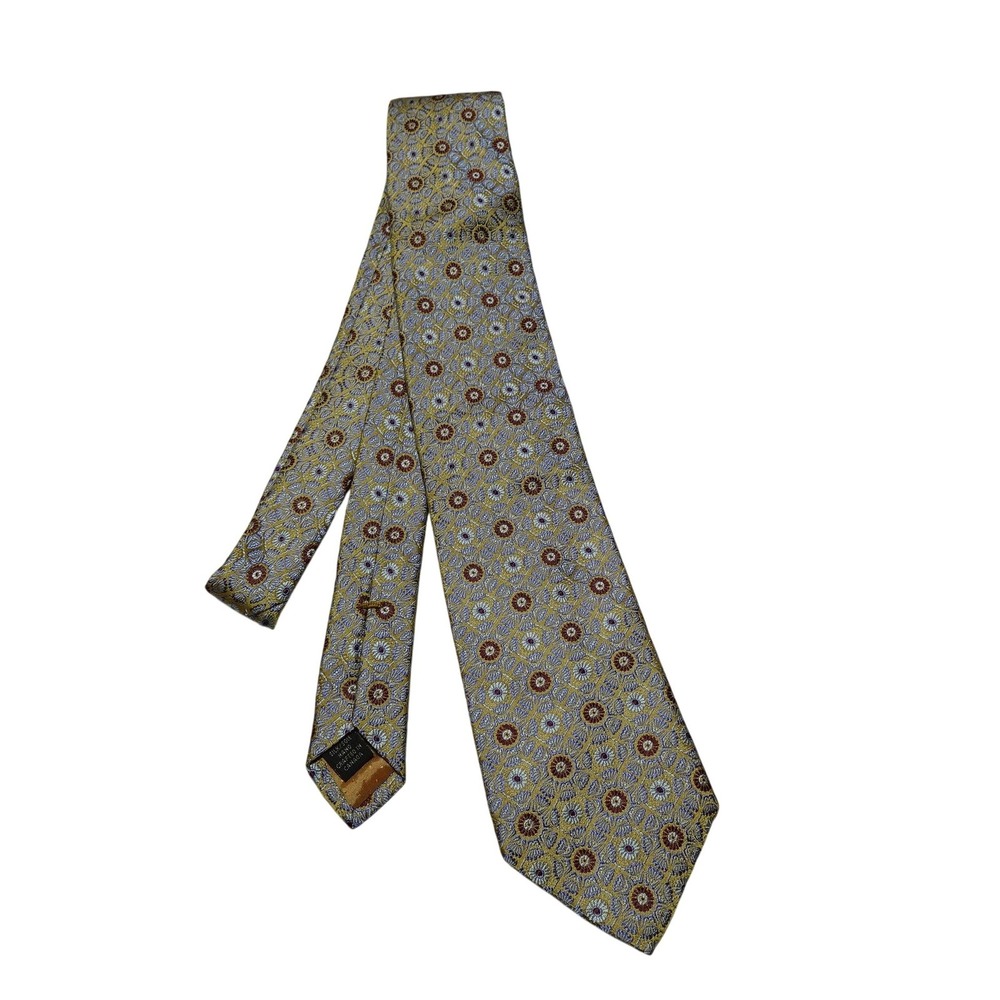 Dion Signature Tie Mens One Size Gold Geometric 100% Silk Jacquard Canada
